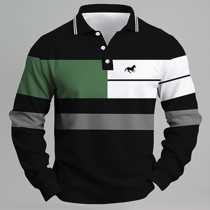 Golf Equipment Brands - Polo avec logo licorne imprimé rayé